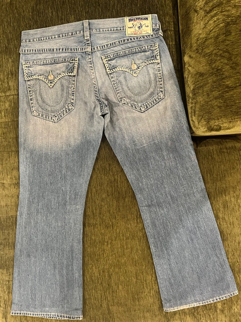 True Religion Men's Faded Blue Bootcut Jeans